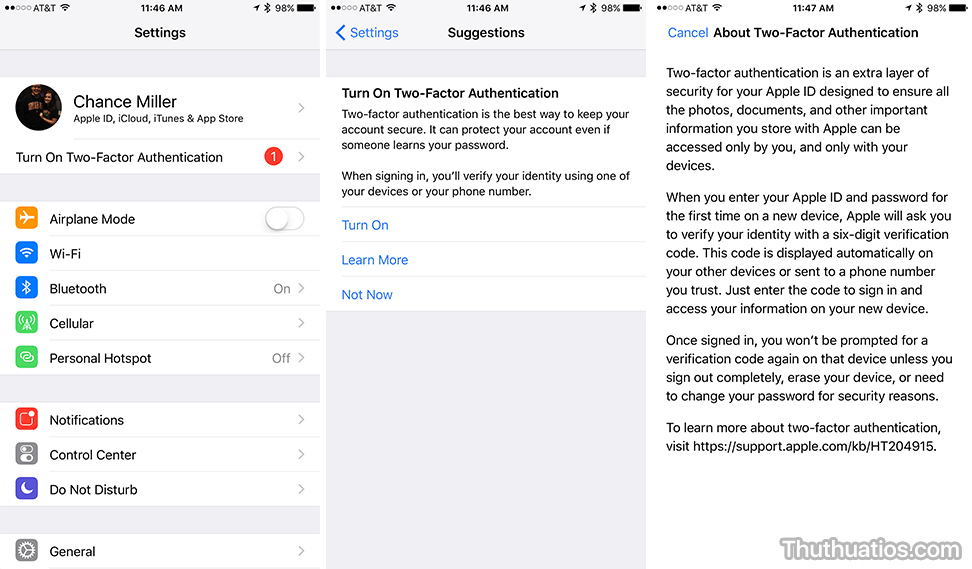 Từ iOS 10.3, Apple sẽ hiển thị thông báo “ép” người dùng bật tính năng bảo mật 2 lớp