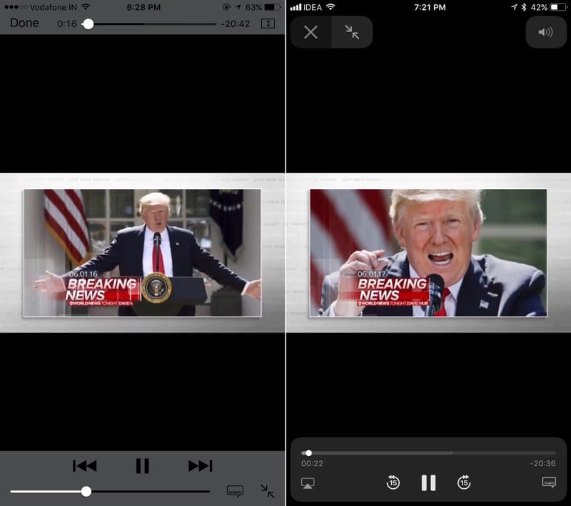 iOS-10-vs-iOS-11-Video-player