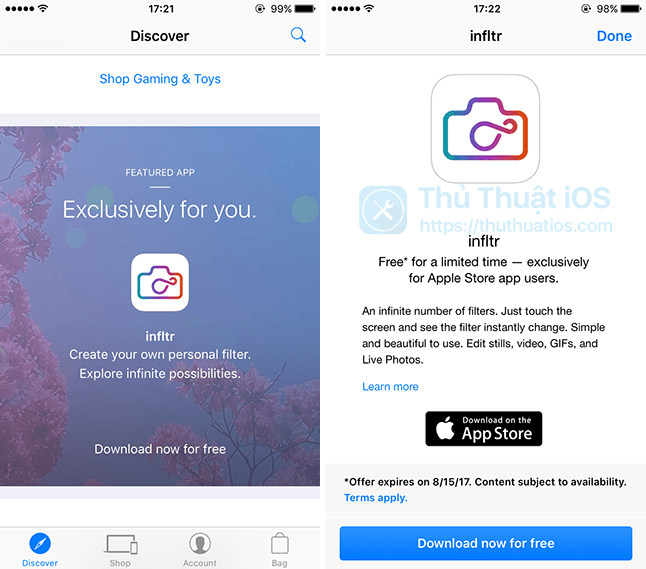 Apple tặng mã đổi quà ứng dụng chỉnh sửa ảnh ‘Infltr’ (trị giá 1,99$) miễn phí