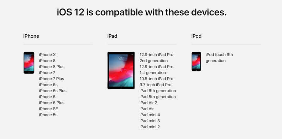 Thiết bị của bạn có thể chạy được iOS 12 không?