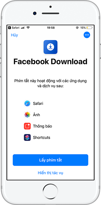 Cách tải video từ Facebook về iPhone bằng ứng dụng Phím tắt
